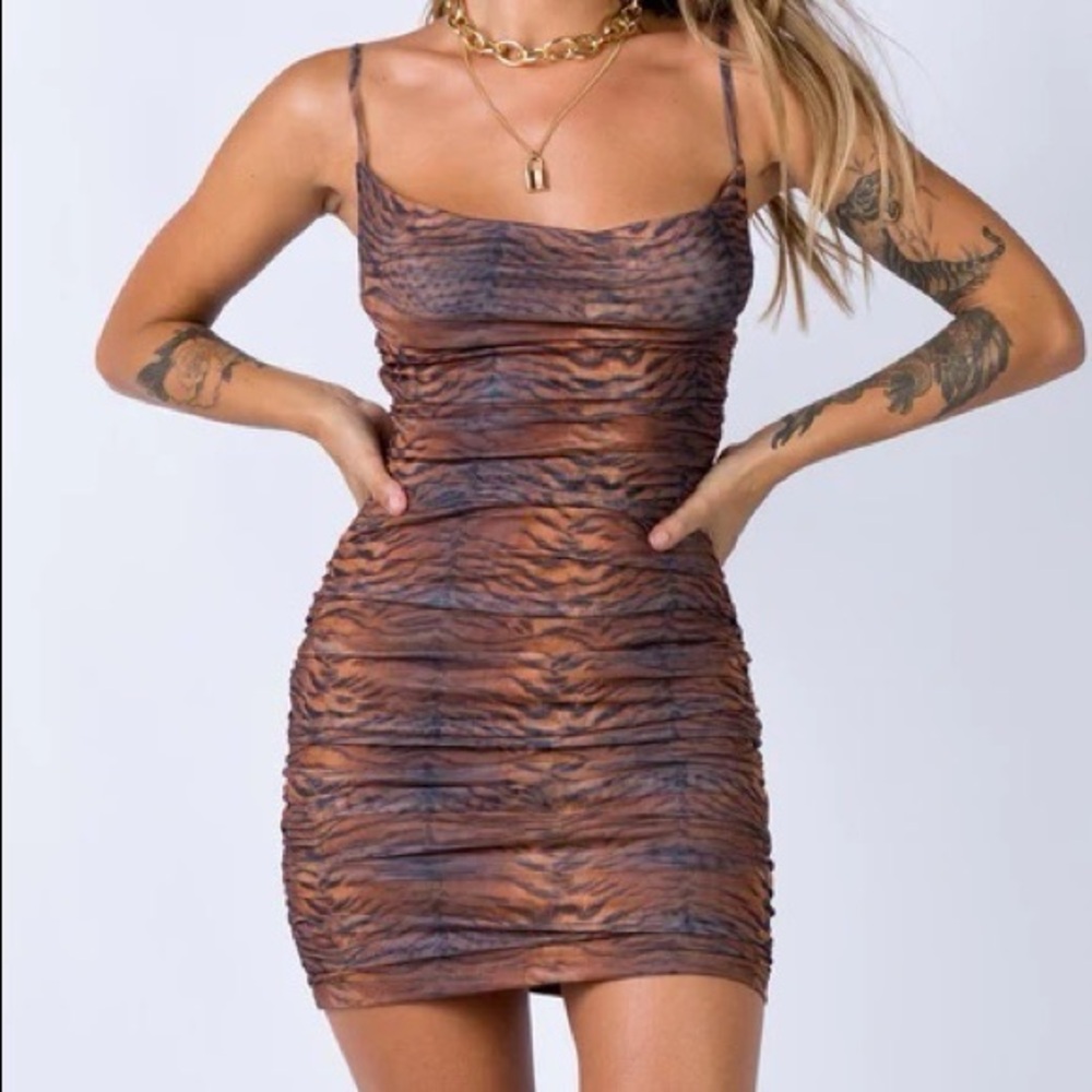 Princess Polly Brown and Black Animal Print Mini Dress